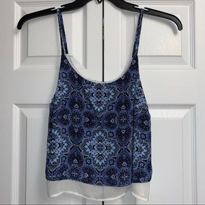 Blue Patterned Tank Top